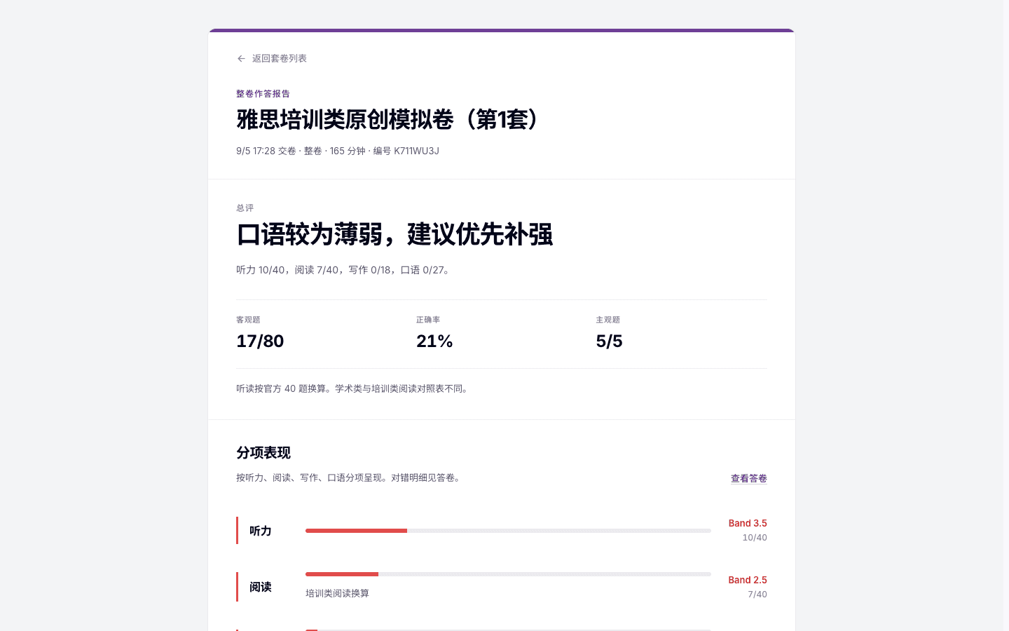 雅思培训类（IELTS GT）真题整卷报告与交给小识