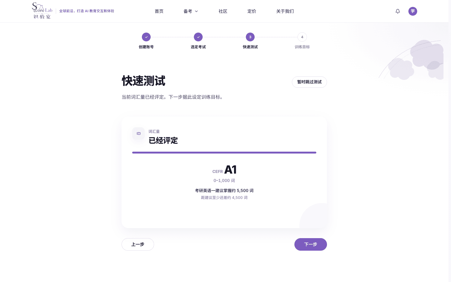 考研英语一（English I）快速测试结果