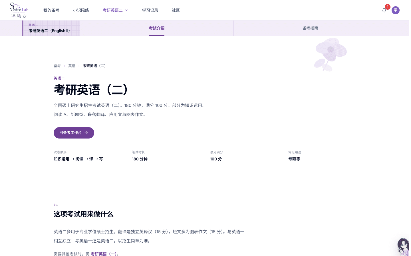 考研英语二（English II）介绍页主按钮回备考工作台