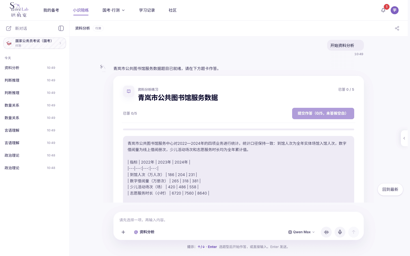 小识里的国家公务员考试(国考)的行政职业能力测验资料分析
